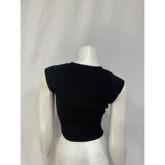 Simkhai 'Abia' Black Cropped Cap Sleeve Tee Size XS - Picture 3 of 5